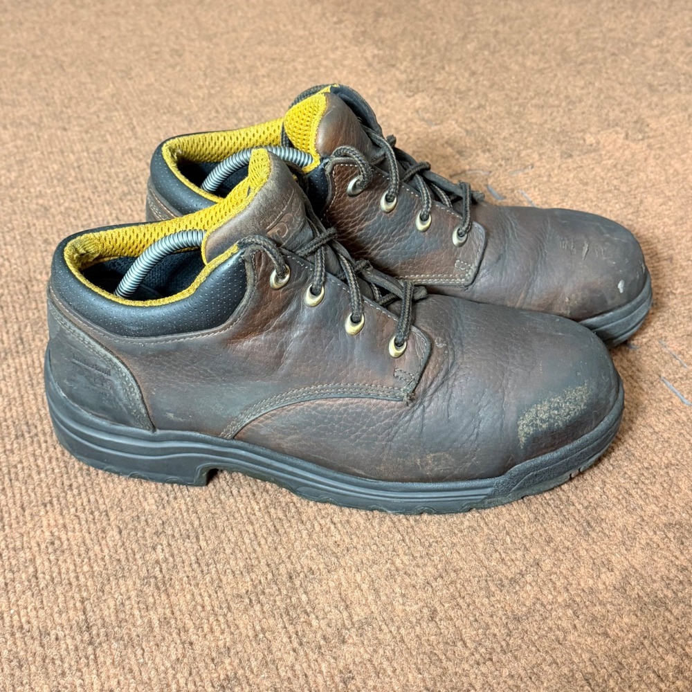 Timberland PRO Titan Safety Toe Brown Leather Work Boots Mens 11M 47028 Low Top